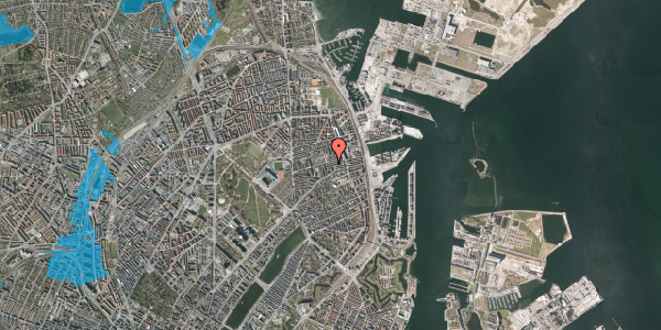Oversvømmelsesrisiko fra vandløb på Gammel Kalkbrænderi Vej 18, 2. tv, 2100 København Ø