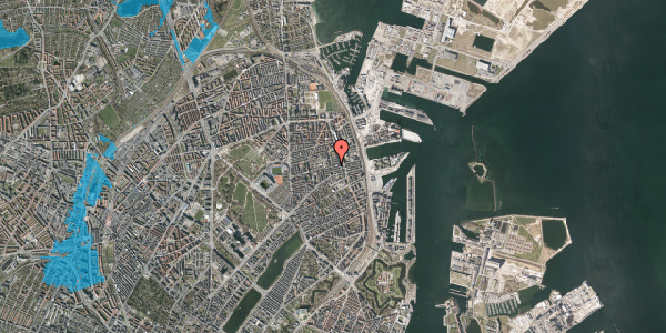 Oversvømmelsesrisiko fra vandløb på Gammel Kalkbrænderi Vej 21, st. tv, 2100 København Ø