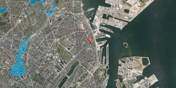 Oversvømmelsesrisiko fra vandløb på Gammel Kalkbrænderi Vej 30, 4. tv, 2100 København Ø
