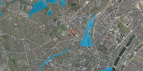 Oversvømmelsesrisiko fra vandløb på Genforeningspladsen 6, st. th, 2400 København NV