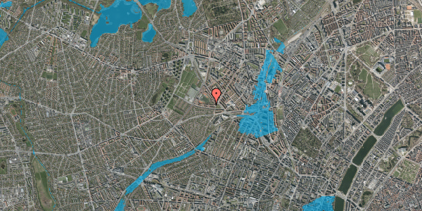 Oversvømmelsesrisiko fra vandløb på Genforeningspladsen 11, 2. th, 2400 København NV