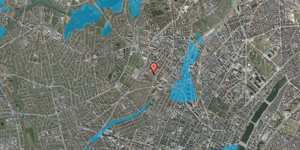 Oversvømmelsesrisiko fra vandløb på Genforeningspladsen 18, st. th, 2400 København NV