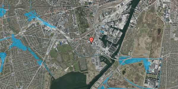 Oversvømmelsesrisiko fra vandløb på Glucksvej 1, 2. tv, 2450 København SV