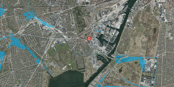Oversvømmelsesrisiko fra vandløb på Glucksvej 6, 3. tv, 2450 København SV