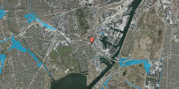 Oversvømmelsesrisiko fra vandløb på Glucksvej 16, kl. , 2450 København SV