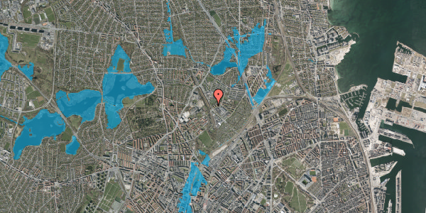 Oversvømmelsesrisiko fra vandløb på Gribskovvej 7, 2. tv, 2100 København Ø