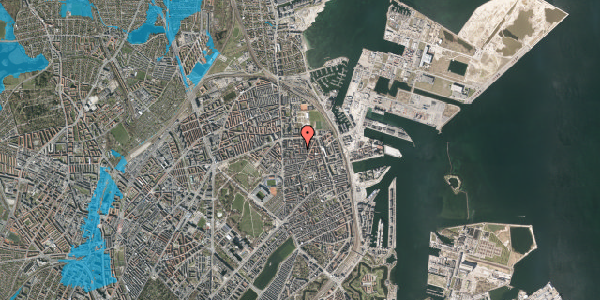 Oversvømmelsesrisiko fra vandløb på Halsskovgade 7, 1. tv, 2100 København Ø
