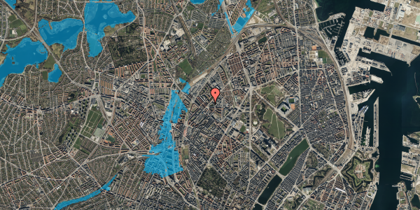 Oversvømmelsesrisiko fra vandløb på Haraldsgade 12A, 2. th, 2200 København N
