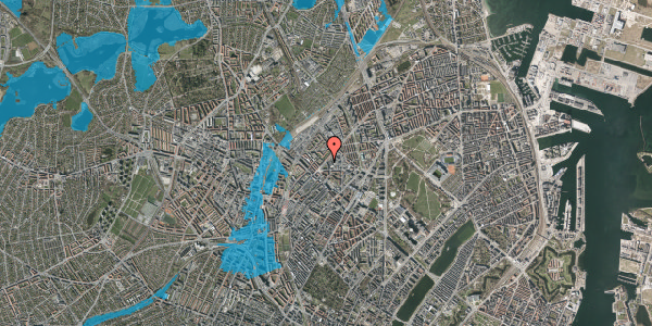 Oversvømmelsesrisiko fra vandløb på Haraldsgade 16B, 3. tv, 2200 København N