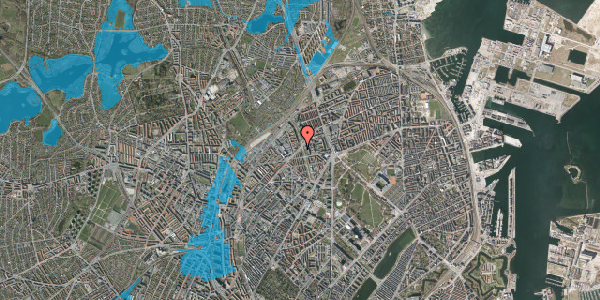 Oversvømmelsesrisiko fra vandløb på Haraldsgade 64, 2. th, 2100 København Ø