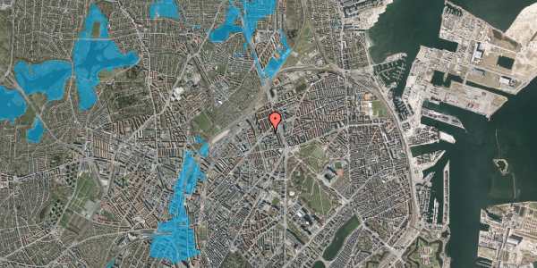 Oversvømmelsesrisiko fra vandløb på Haraldsgade 78, 1. tv, 2100 København Ø