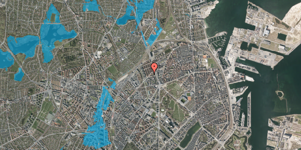 Oversvømmelsesrisiko fra vandløb på Haraldsgade 86, 4. tv, 2100 København Ø