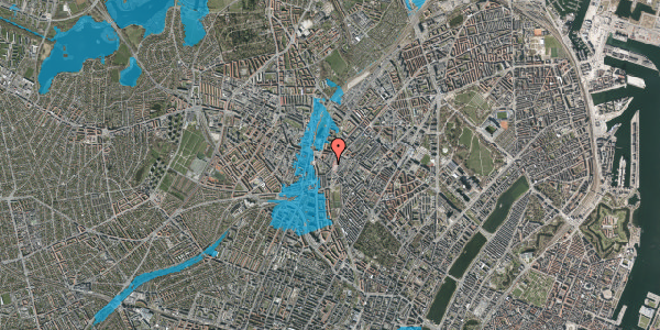 Oversvømmelsesrisiko fra vandløb på Heimdalsgade 2A, 1. th, 2200 København N