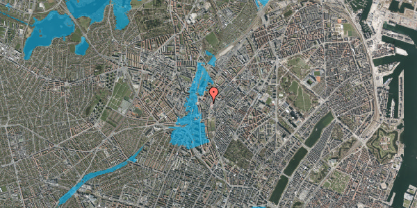 Oversvømmelsesrisiko fra vandløb på Heimdalsgade 2B, 1. th, 2200 København N