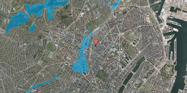 Oversvømmelsesrisiko fra vandløb på Heimdalsgade 30B, 1. th, 2200 København N