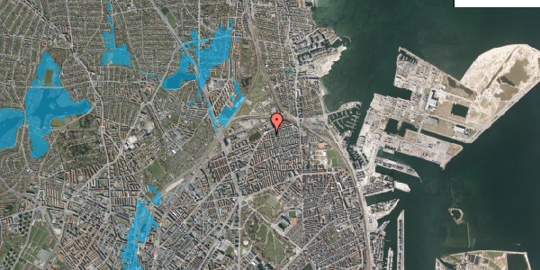 Oversvømmelsesrisiko fra vandløb på Helsingborggade 16, 2. 208, 2100 København Ø