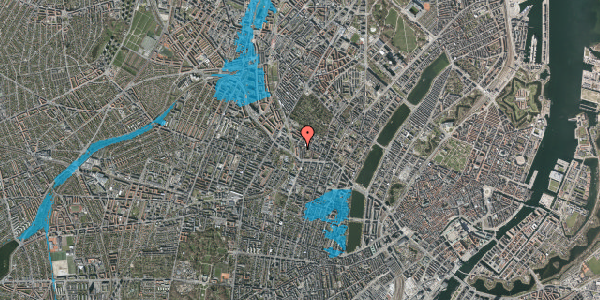 Oversvømmelsesrisiko fra vandløb på Henrik Rungs Gade 9, kl. 1, 2200 København N