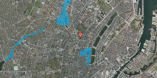 Oversvømmelsesrisiko fra vandløb på Henrik Rungs Gade 23, kl. 1, 2200 København N