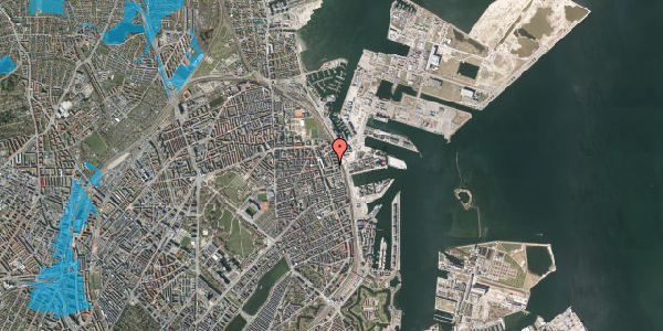 Oversvømmelsesrisiko fra vandløb på Herninggade 1, 1. th, 2100 København Ø