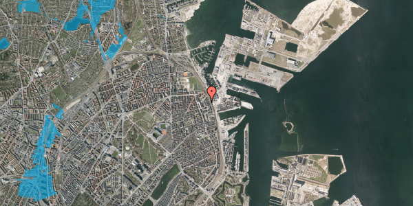 Oversvømmelsesrisiko fra vandløb på Herninggade 12, st. tv, 2100 København Ø