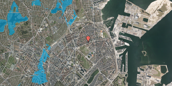 Oversvømmelsesrisiko fra vandløb på Hesseløgade 3, 2. th, 2100 København Ø