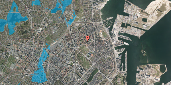 Oversvømmelsesrisiko fra vandløb på Hesseløgade 3, 2. tv, 2100 København Ø