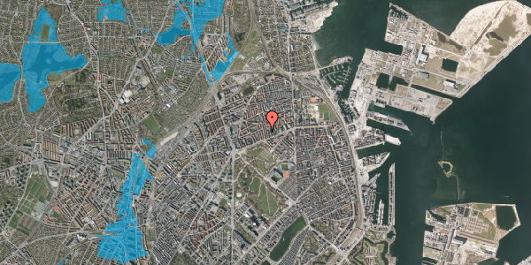 Oversvømmelsesrisiko fra vandløb på Hesseløgade 9, st. tv, 2100 København Ø