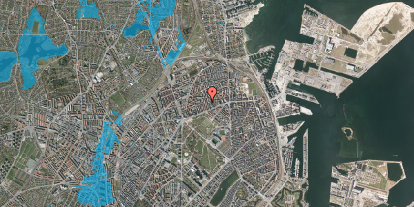 Oversvømmelsesrisiko fra vandløb på Hesseløgade 17, st. th, 2100 København Ø
