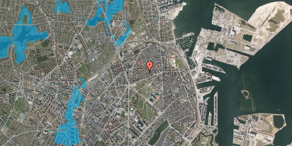 Oversvømmelsesrisiko fra vandløb på Hesseløgade 17, 3. th, 2100 København Ø