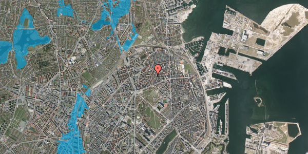 Oversvømmelsesrisiko fra vandløb på Hesseløgade 20, 1. th, 2100 København Ø