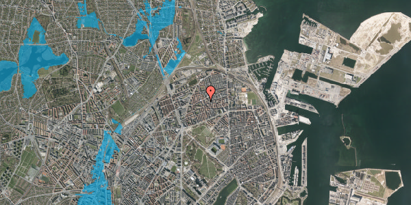 Oversvømmelsesrisiko fra vandløb på Hesseløgade 30, 2. th, 2100 København Ø