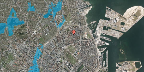 Oversvømmelsesrisiko fra vandløb på Hesseløgade 42, 1. 3, 2100 København Ø