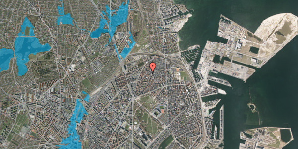 Oversvømmelsesrisiko fra vandløb på Hesseløgade 46, 4. th, 2100 København Ø