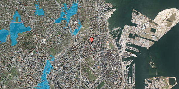 Oversvømmelsesrisiko fra vandløb på Hesseløgade 53, 2. tv, 2100 København Ø