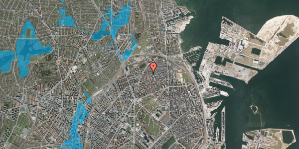 Oversvømmelsesrisiko fra vandløb på Hesseløgade 57, 2. tv, 2100 København Ø