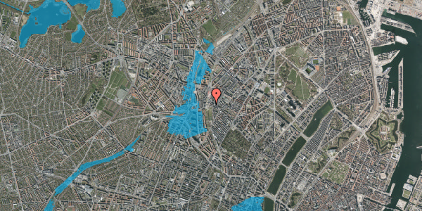Oversvømmelsesrisiko fra vandløb på Hillerødgade 10, 3. tv, 2200 København N