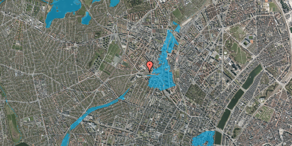 Oversvømmelsesrisiko fra vandløb på Hillerødgade 73, 1. th, 2200 København N