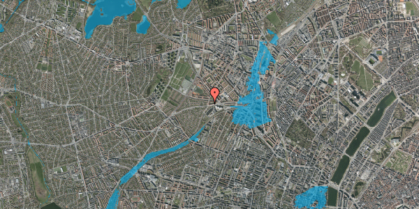 Oversvømmelsesrisiko fra vandløb på Hillerødgade 134, 1. th, 2400 København NV