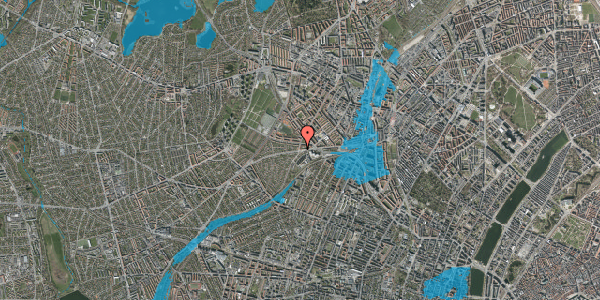 Oversvømmelsesrisiko fra vandløb på Hillerødgade 136, 1. th, 2400 København NV