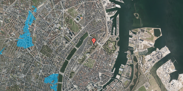 Oversvømmelsesrisiko fra vandløb på Hjalmar Brantings Plads 1, 4. th, 2100 København Ø