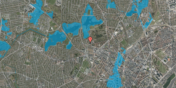 Oversvømmelsesrisiko fra vandløb på Hjortholms Allé 8, 3. tv, 2400 København NV