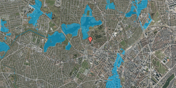 Oversvømmelsesrisiko fra vandløb på Hjortholms Allé 14, 2400 København NV