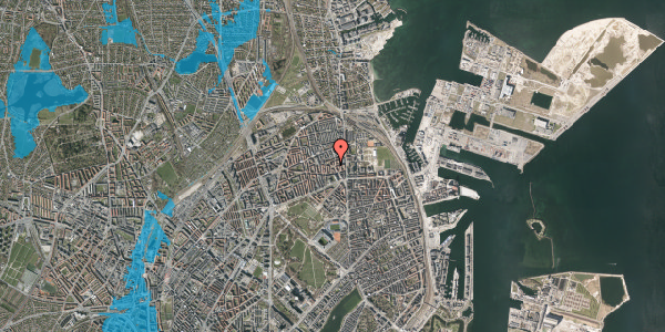 Oversvømmelsesrisiko fra vandløb på Hjortøgade 10, 4. th, 2100 København Ø