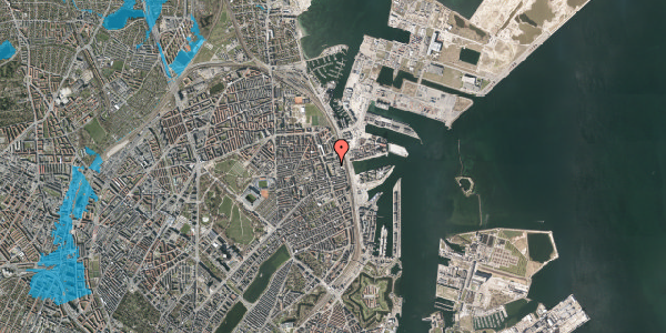 Oversvømmelsesrisiko fra vandløb på Hjørringgade 12B, 1. 1, 2100 København Ø