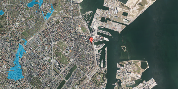 Oversvømmelsesrisiko fra vandløb på Hjørringgade 12D, 1. 4, 2100 København Ø