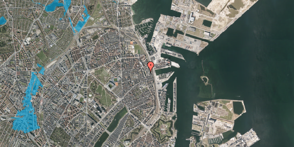 Oversvømmelsesrisiko fra vandløb på Hjørringgade 12D, 3. 2, 2100 København Ø