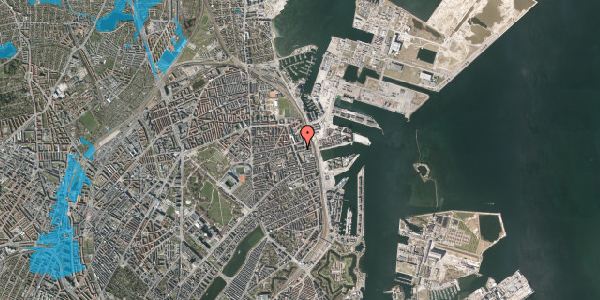 Oversvømmelsesrisiko fra vandløb på Hjørringgade 15, 1. th, 2100 København Ø