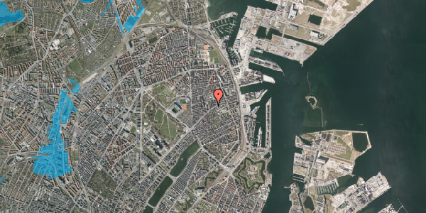 Oversvømmelsesrisiko fra vandløb på Hobrogade 3, st. tv, 2100 København Ø