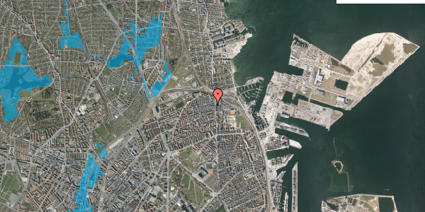 Oversvømmelsesrisiko fra vandløb på Hornemansgade 1A, 1. tv, 2100 København Ø