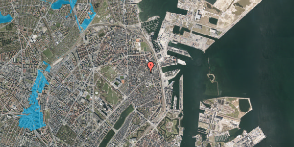 Oversvømmelsesrisiko fra vandløb på Horsensgade 3, 2. th, 2100 København Ø